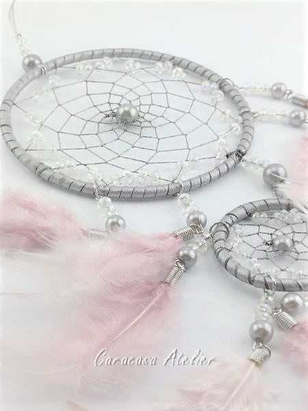 MALÝ LAPAČ SNŮ RŮŽOVO STŘÍBRNÝ - VINTAGE STYL