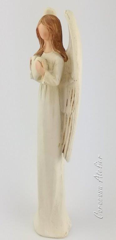 SOŠKA ANDĚL SRDÍČKO - 25 CM - BARVA KRÉMOVÁ