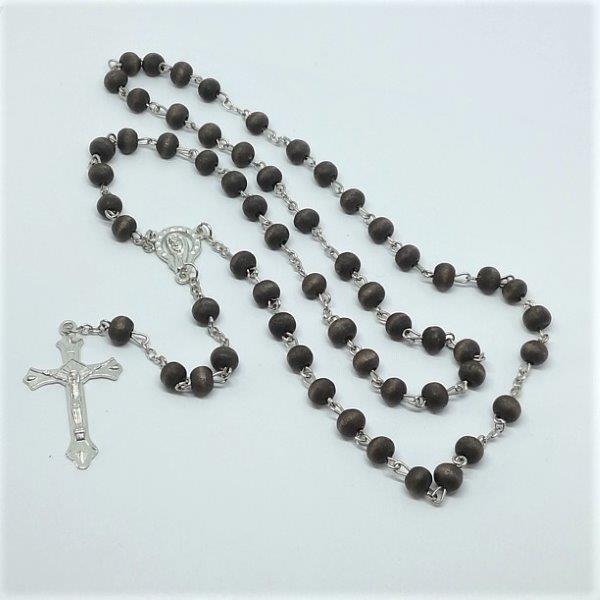 RŮŽENEC K KRABIČCE - DŘEVĚNÉ KORÁLKY HNĚDÉ