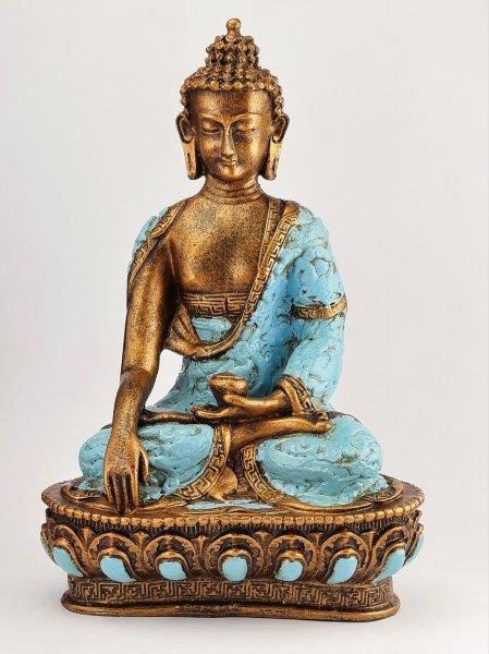 SOŠKA GUATAMA BUDDHA - ZLATO TYRKYSOVÁ 26 CM