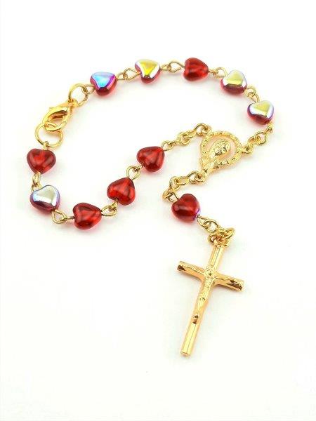 AUTORŮŽENEC VE ZLATÉ BARVĚ - ČERVENÁ SRDÍČKA 