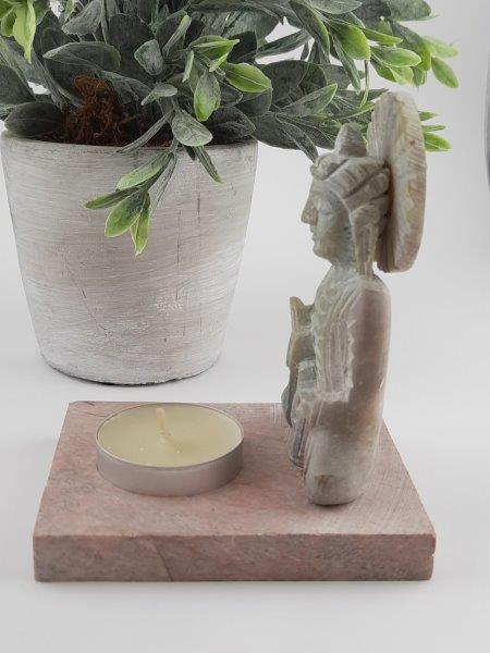 KAMENNÝ SVÍCEN BUDDHA - STOJÁNEK NA ČAJOVOU SVÍČKU