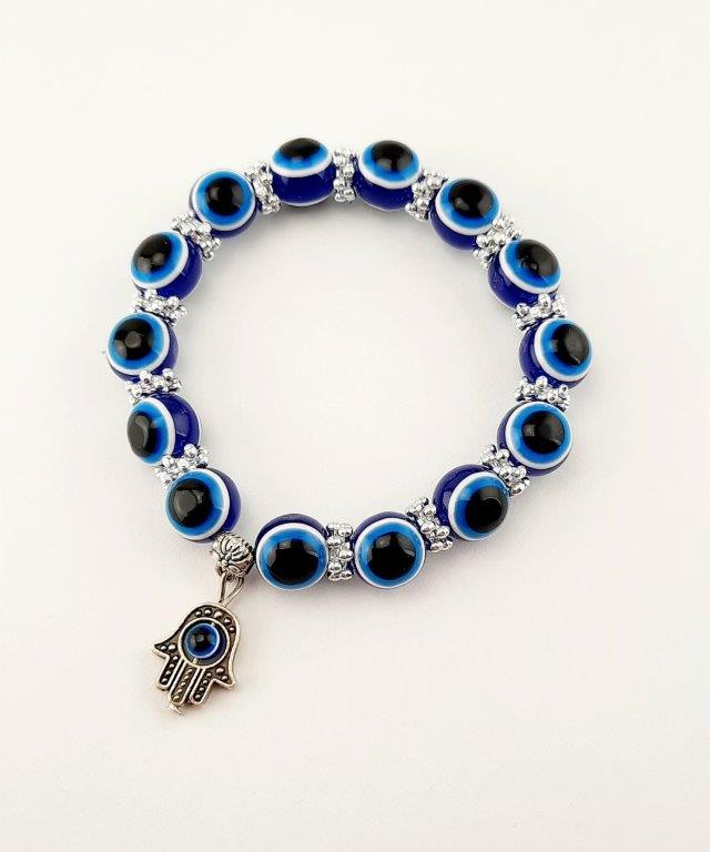 NÁRAMEK NAZAR - OCHRANNÝ AMULET ALLÁHOVO OKO S PŘÍVĚSKEM HAMSA