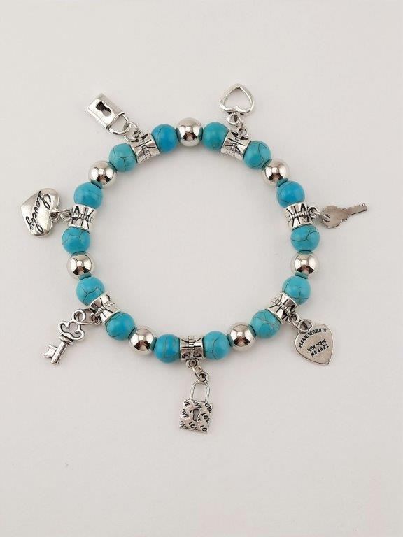 STYLOVÝ NÁRAMEK S PŘÍVĚSKY - HOWLIT TYRKENIT