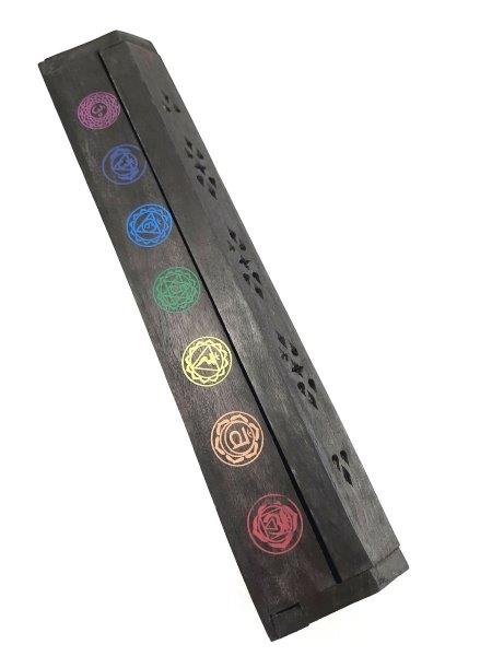 STOJÁNEK NA VONNÉ TYČINKY A KUŽELY TRUHLIČKA BLACK CHAKRA + ČAKROVÉ VONNÉ TYČINKY