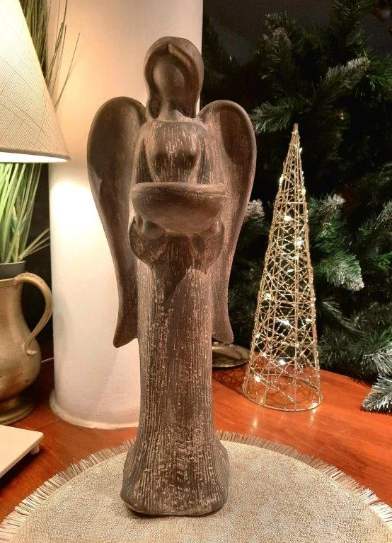 VELKÝ ANDĚL S MISKOU - SVÍCEN - SOŠKA 42 cm