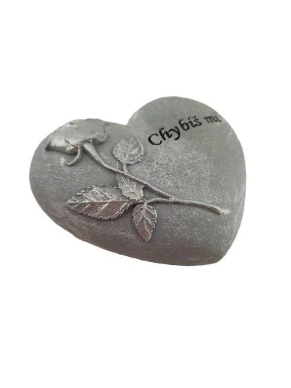 SMUTEČNÍ SRDÍČKO CHYBÍŠ MI - BUCLATÉ, vel. 10 cm