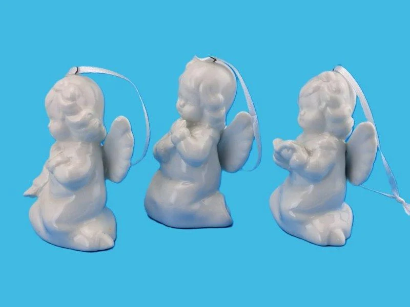 VÁNOČNÍ ANDÍLEK K ZAVĚŠENÍ I POSTAVENÍ - 3x SOŠKA 8 CM