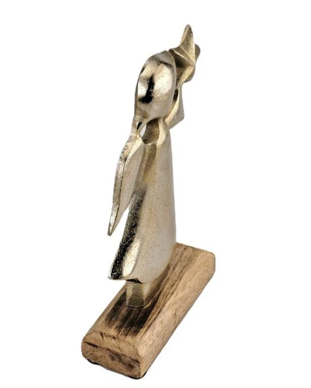 KOVOÝ ANDĚL RELIEF NA PODSTAVCI 23 cm