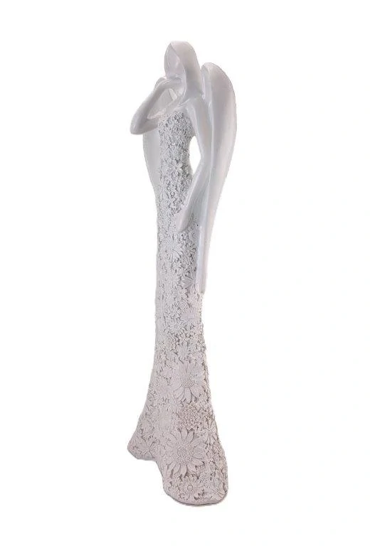 BÍLÝ ANDĚL V KVĚTINOVÝCH ŠATECH SOŠKA 32 cm