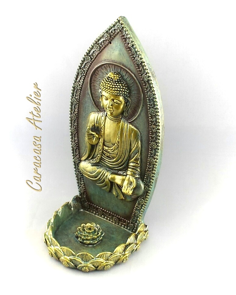 LUXUSNÍ STOJÁNEK NA VONNÉ TYČINKY (MOŽNOST ZAVĚŠENÍ NA ZEĎ) - THAI BUDDHA 22 CM