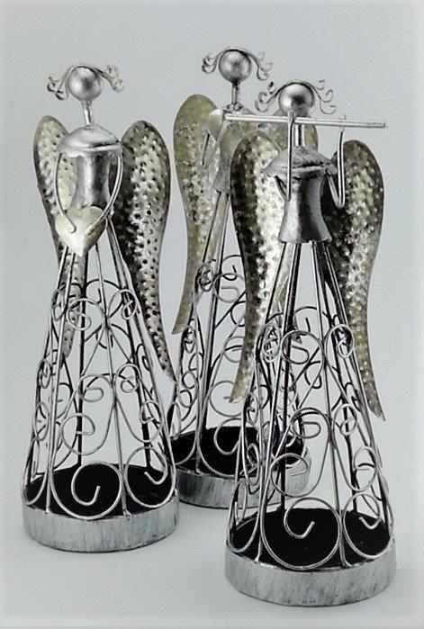 KOVOVÝ ANDĚL SORAYA - SOŠKA - SVÍCEN 28 cm - var.2