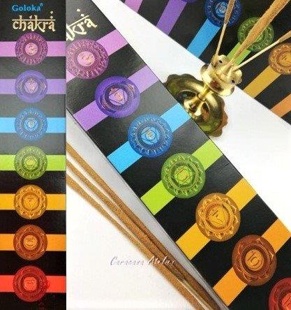 STOJÁNEK NA VONNÉ TYČINKY A KUŽELY TRUHLIČKA BLACK CHAKRA + ČAKROVÉ VONNÉ TYČINKY