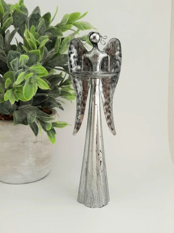 MINI PLECHOVÝ ANDĚL - SOŠKA SVÍCÍNEK 17 cm