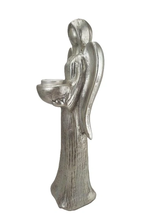 SOŠKA ANDĚL S MISKOU STŘÍBRNÝ - SVÍCEN 32 cm