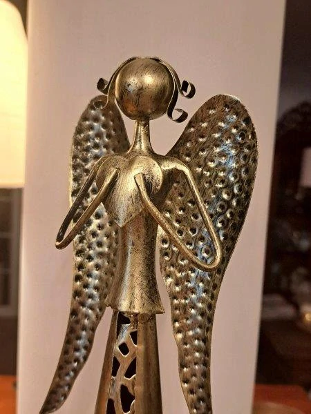 PLECHOVÝ ANDĚL ZLATÝ, SOŠKA / SVÍCEN 40 cm