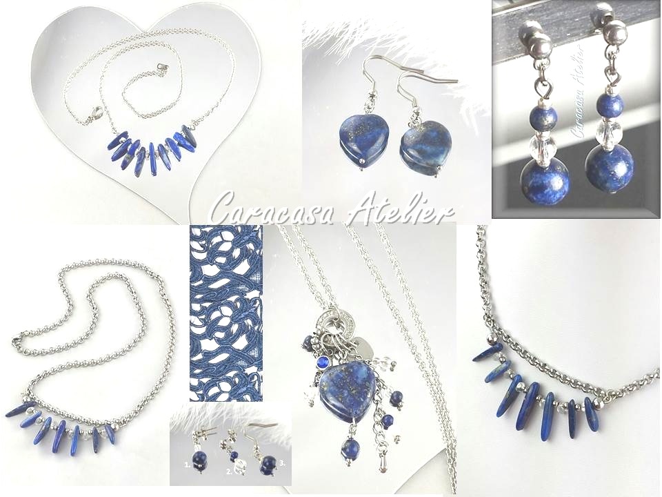 NÁHRDELNÍK LAPIS LAZULI - OCEL - 56 cm