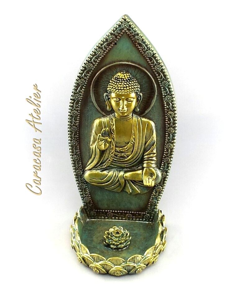 LUXUSNÍ STOJÁNEK NA VONNÉ TYČINKY (MOŽNOST ZAVĚŠENÍ NA ZEĎ) - THAI BUDDHA 22 CM
