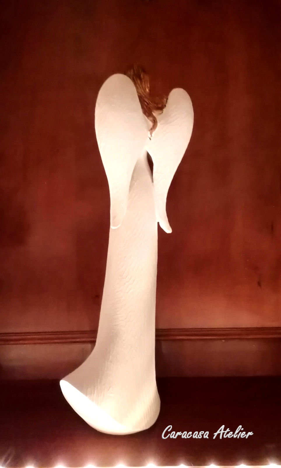 VELKÝ ANDĚL SE SRDÍČKEM - SOŠKA 50 CM - POLYSTONE 