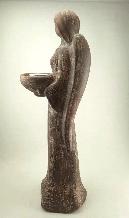 VELKÝ ANDĚL S MISKOU - SVÍCEN - SOŠKA 42 cm