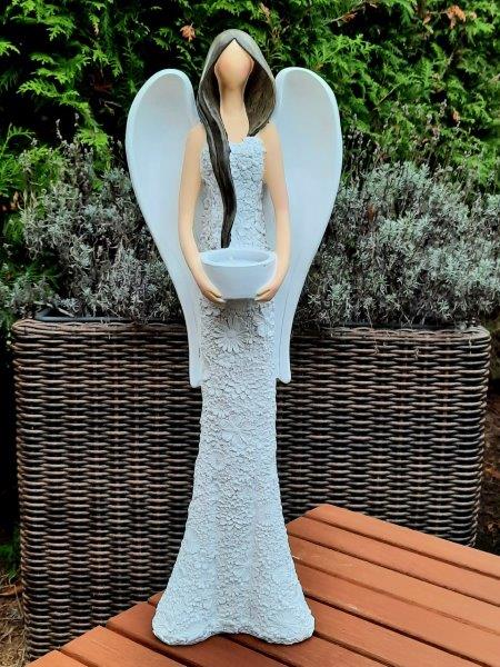 VELKÝ ANDĚL S MISKOU - SVÍCEN - SOŠKA 50 cm