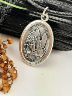 ANDĚL STRÁŽNÝ & SVATÝ ARCHANDĚL MICHAEL - OBOUSTRANNÝ MEDAILONEK - OCHRANA, ODVAHA, SPRAVEDLNOST