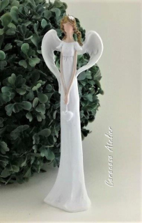 ŠTÍHLÁ ANDĚLSKÁ VÍLA - SOŠKA ANDĚL 18 CM - SRDÍČKO