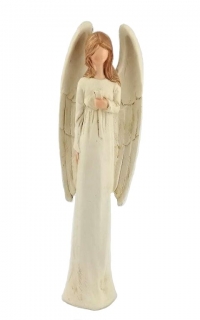 SOŠKA ANDĚL S KVĚTINOU 25 CM - BARVA KRÉMOVÁ