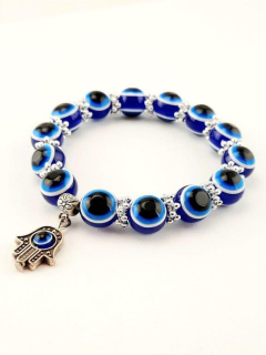 NÁRAMEK NAZAR - OCHRANNÝ AMULET ALLÁHOVO OKO S PŘÍVĚSKEM HAMSA