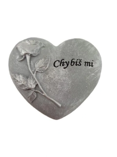SMUTEČNÍ SRDÍČKO CHYBÍŠ MI - BUCLATÉ, vel. 10 cm
