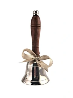 KOVOVÝ ZVONEK DŘEVĚNOU RUKOJETÍ 16 CM